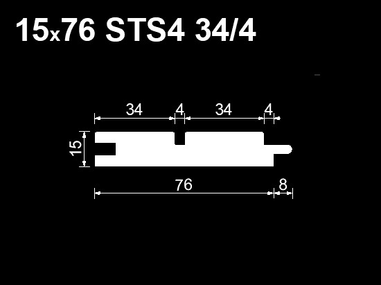 Вагонка STS4 реечная 34/4 ТермоОльха (EA) 15*76*1300