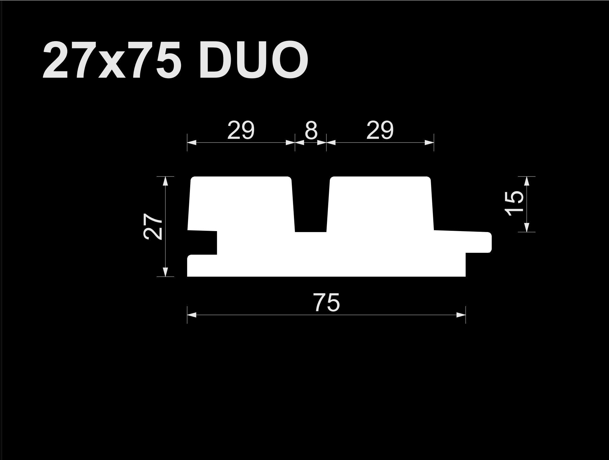 Вагонка реечная ДУО ТермоОльха (EA) 27*75*1100