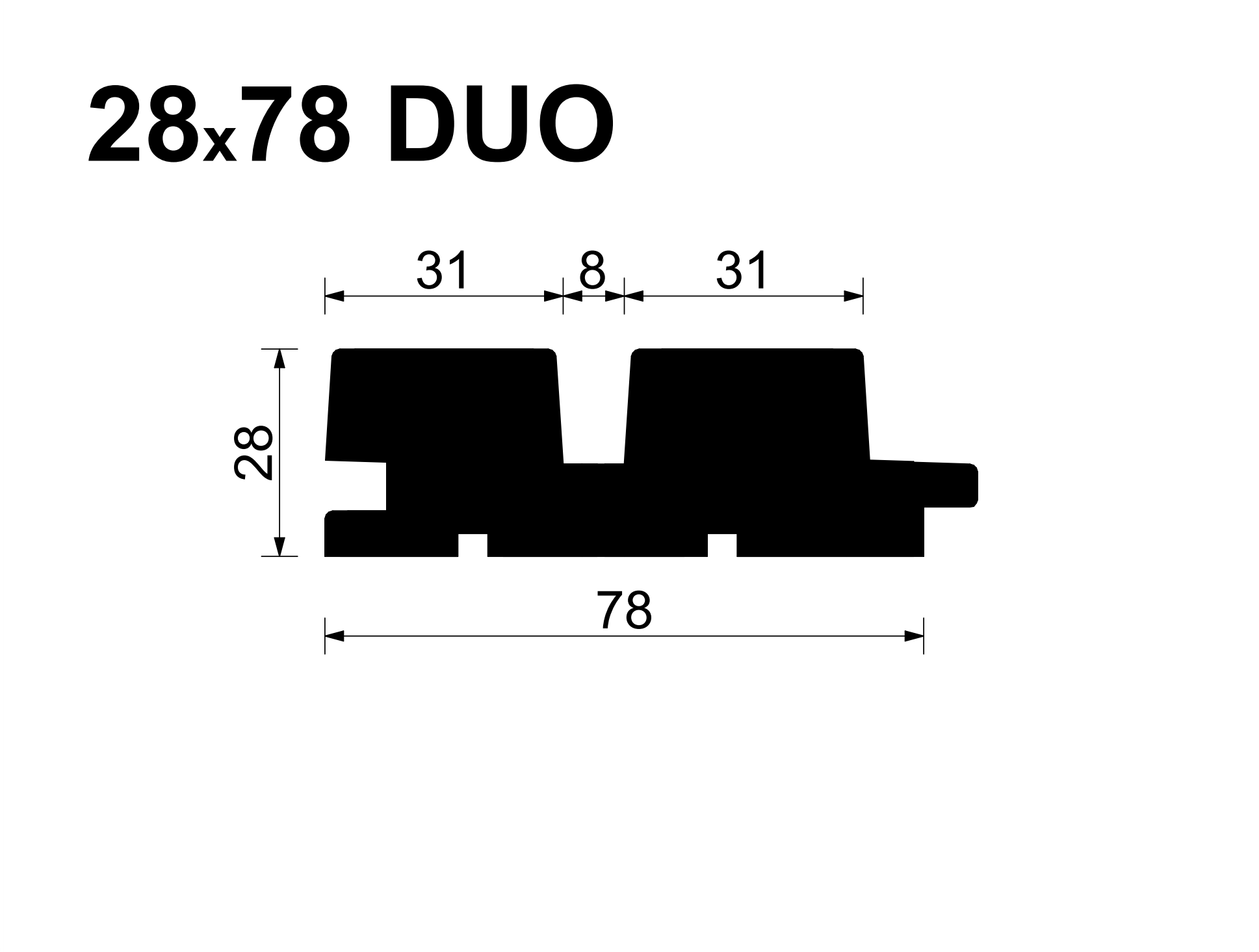 Вагонка реечная ДУО Ольха (A) 28*78*2400
