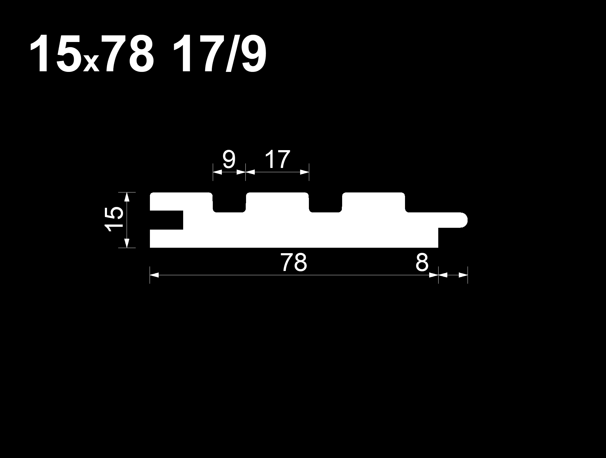 Вагонка реечная 17/9 ТермоОльха (EA) 15*78*2100