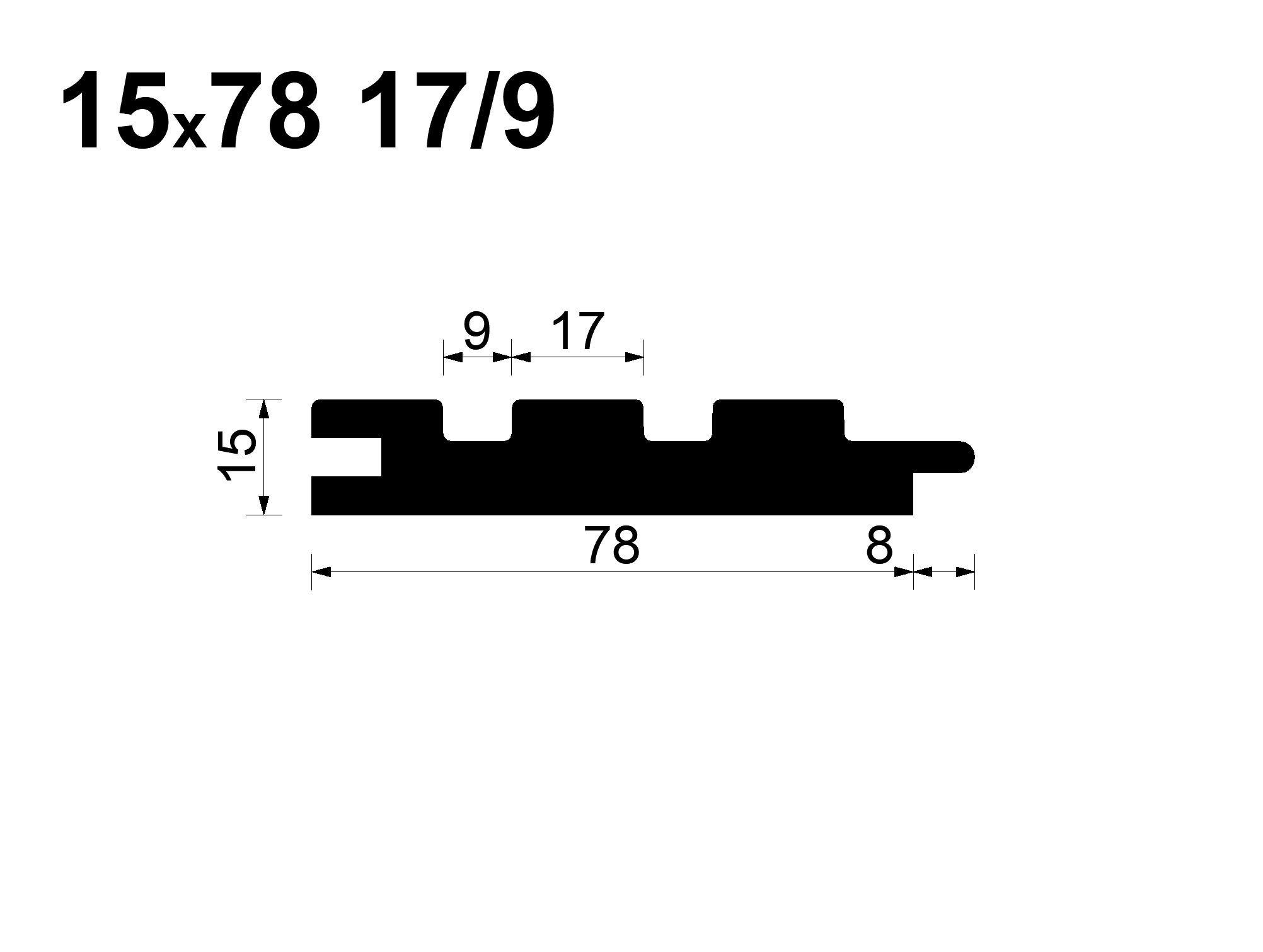 Вагонка реечная 17/9 Ольха (EA) 15*78*1600